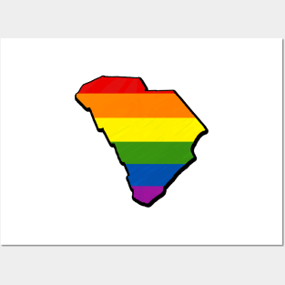 Rainbow South Carolina Outline Posters and Art